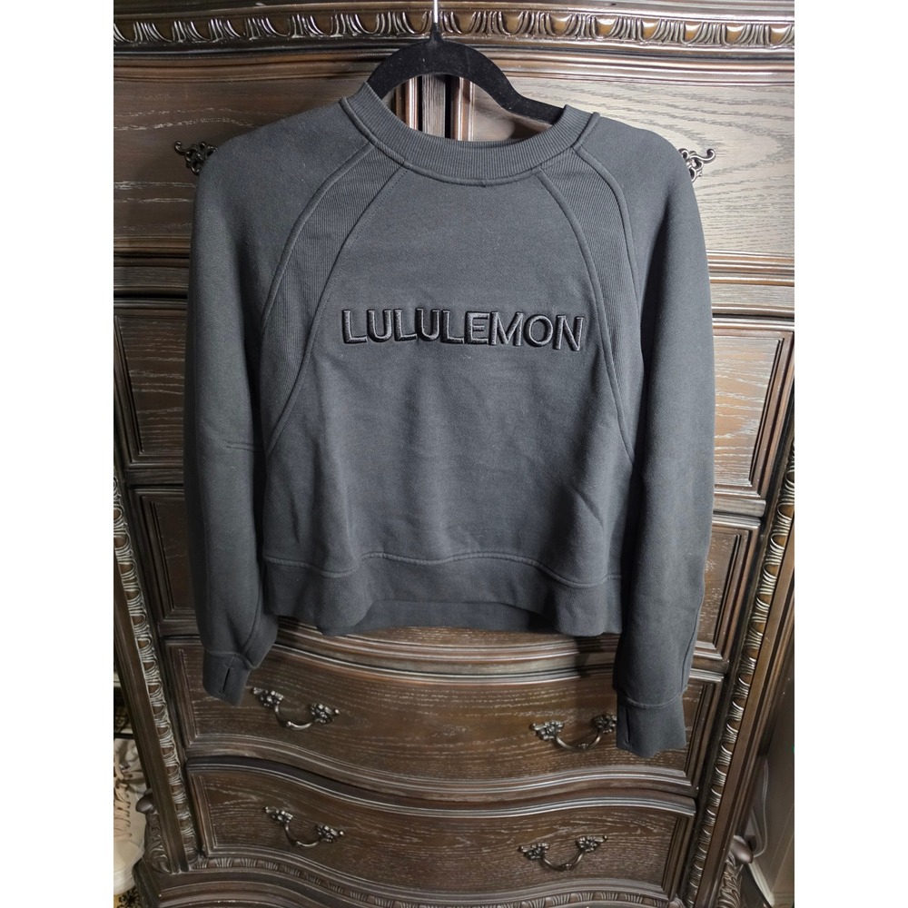 Lululemon Scuba Oversized Pullover Black Embroidered Logo Sweatshirt XS/S